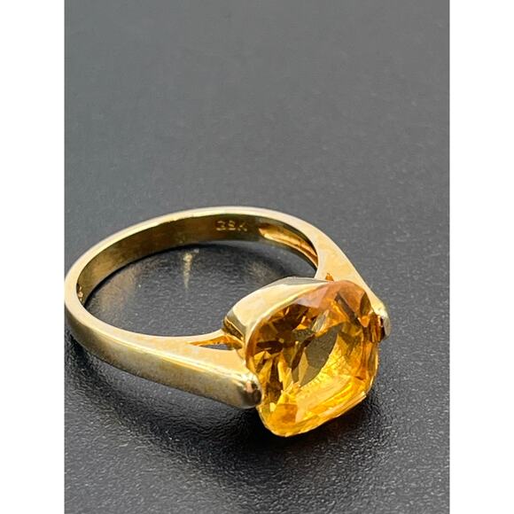 GSK Cushion Cut Citrine Sterling Silver Vermeil Cocktail Ring Sz 7.5 - Picture 11 of 12